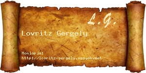 Lovritz Gergely névjegykártya